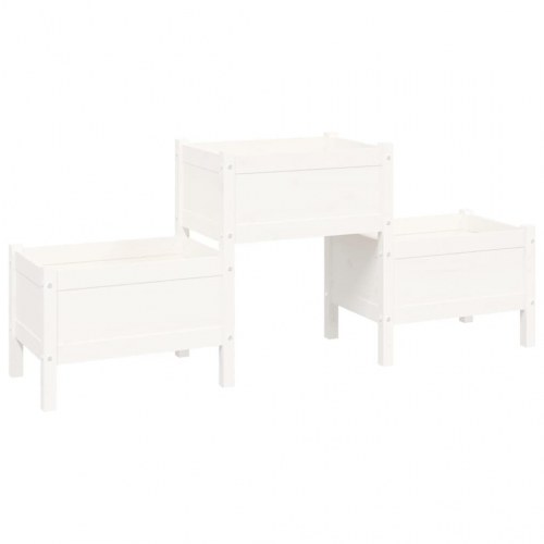 Plantekasse med 3 kasser 178,5 x 44 x 75 cm - hvid