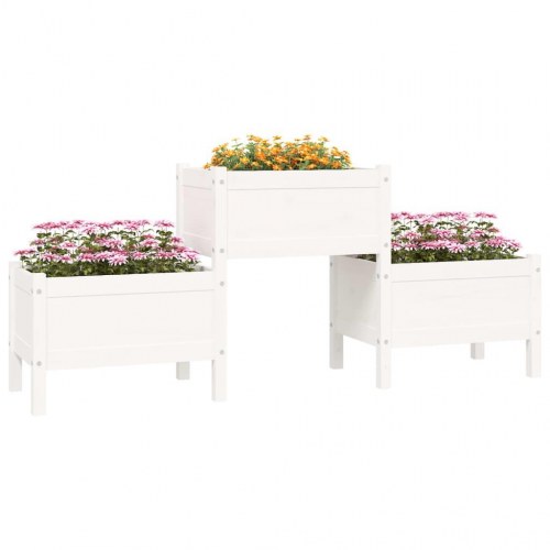 Plantekasse med 3 kasser 178,5 x 44 x 75 cm - hvid