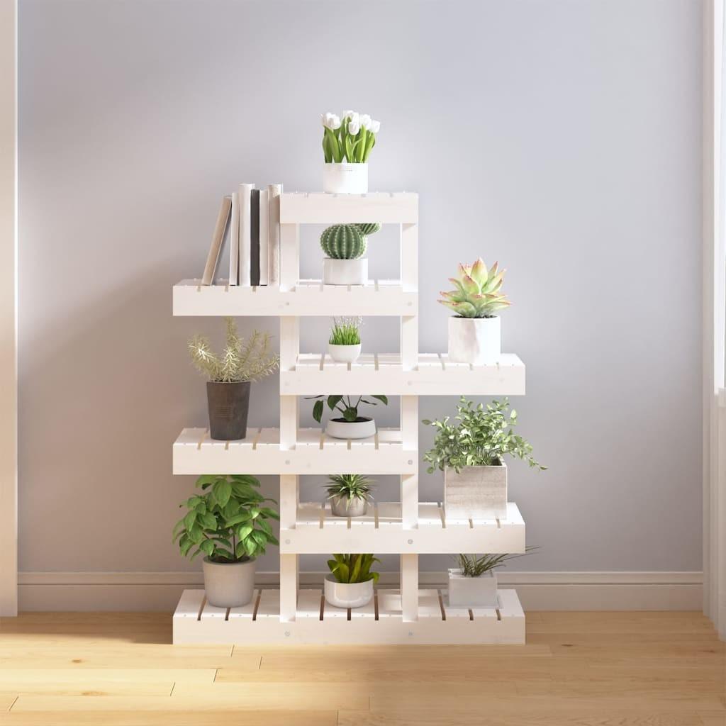 Plantestativ 85x25x109,5 cm massivt fyrretræ hvid