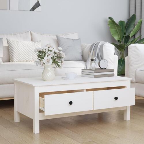 Sofabord 100x50x40 cm massivt fyrretræ hvid
