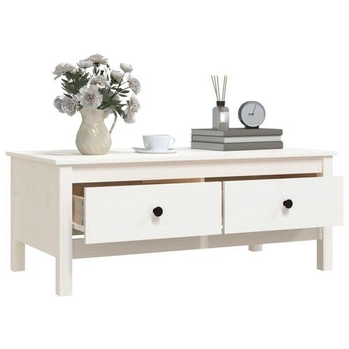 Sofabord 100x50x40 cm massivt fyrretræ hvid