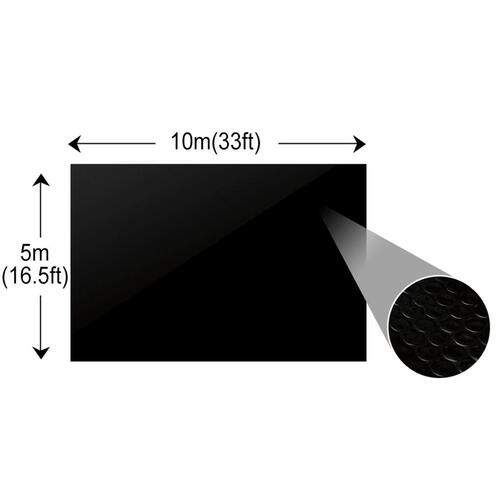 Flydende soldrevet PE-poolovertræk rektangulært 10 x 5 m sort