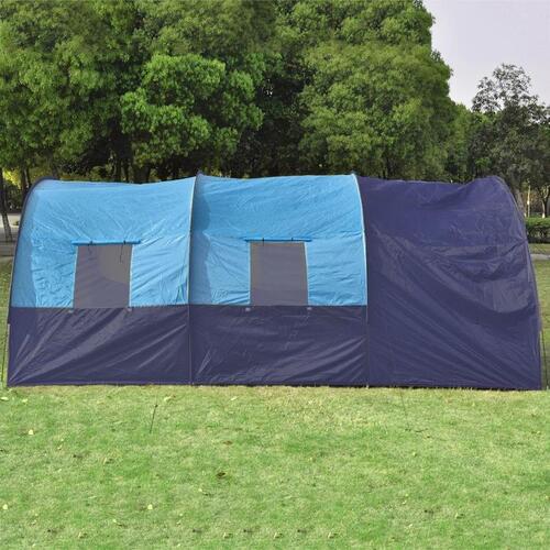 Campingtelt stof 6 personer mørkeblå og blå