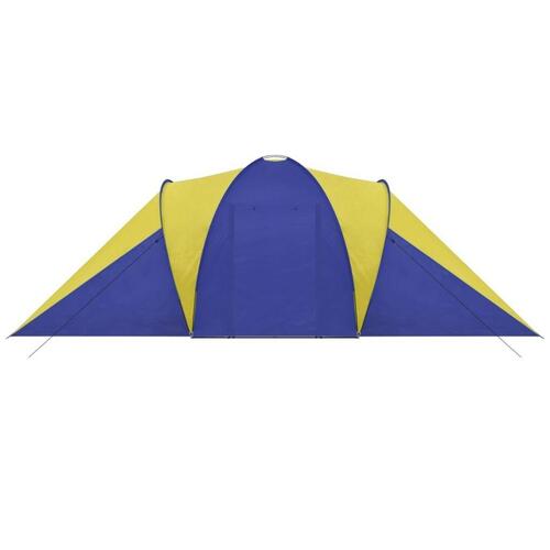 Campingtelt 6 personer marineblå/gul