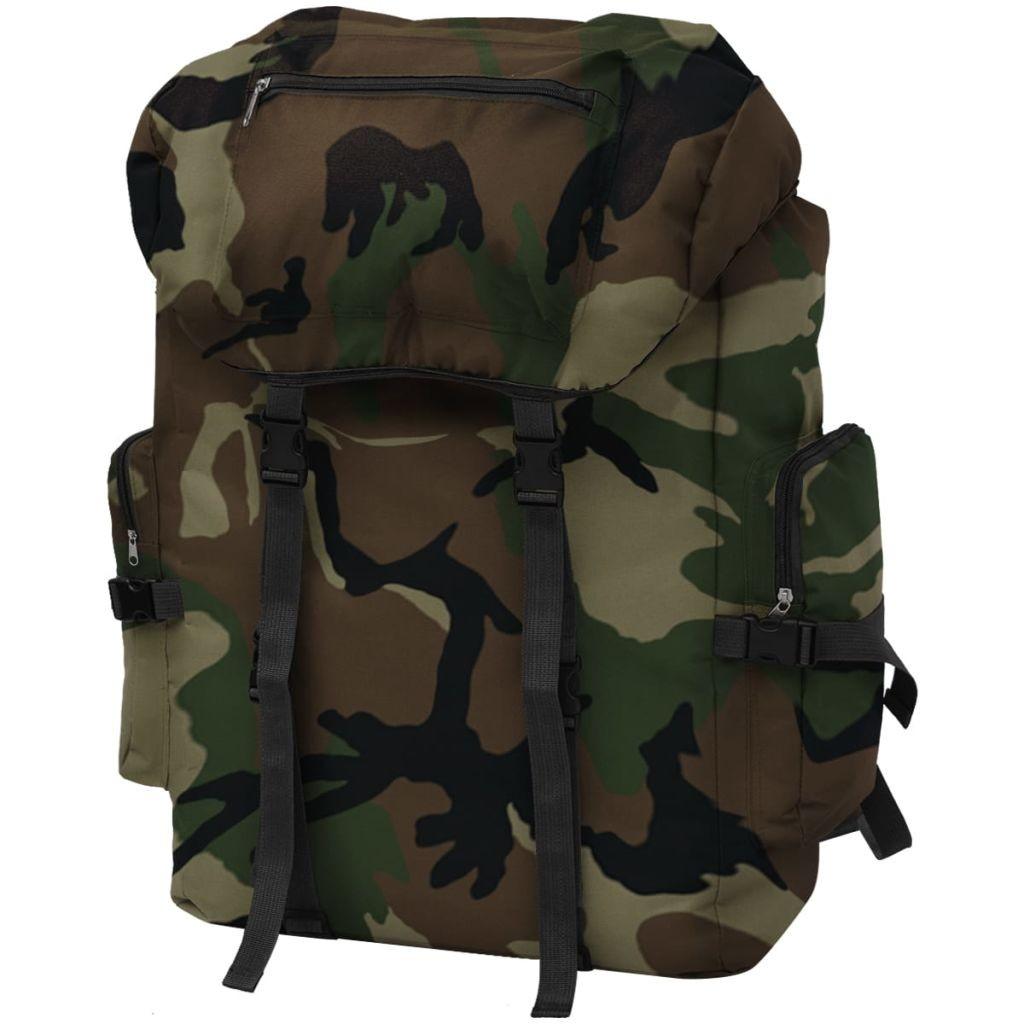 Militærinspireret rygsæk 65 l camouflage