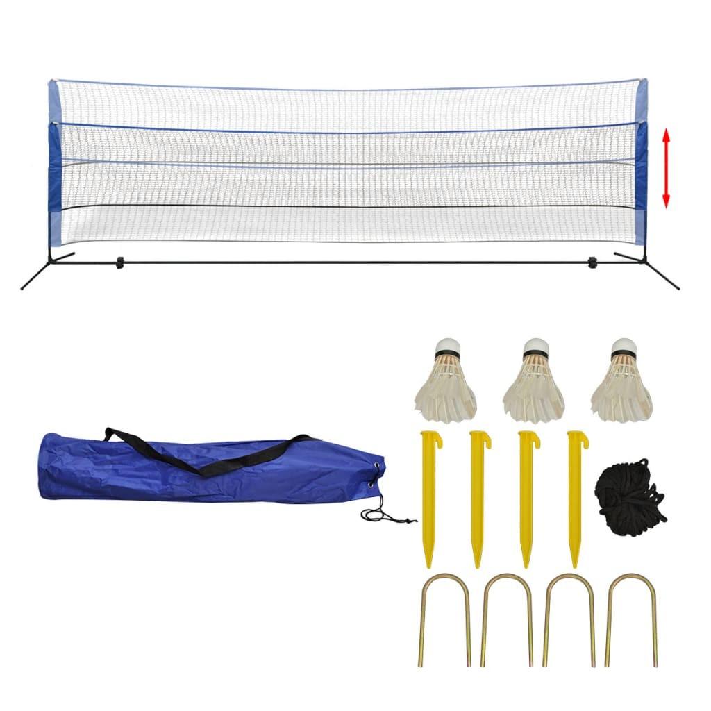 Badmintonnet-sæt med fjerbolde 500 x 155 cm