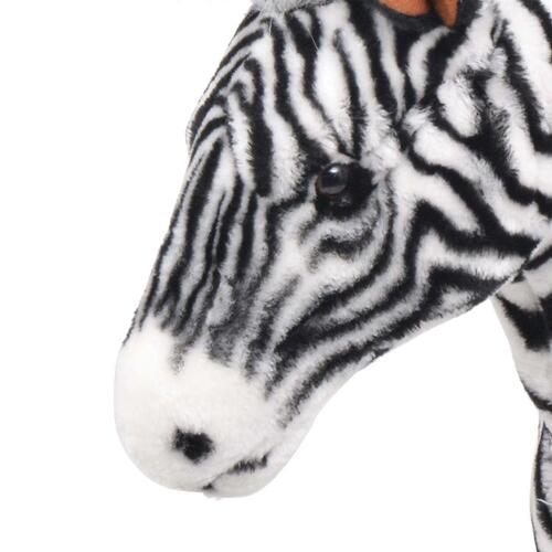 Stående tøjdyr zebra plysstof XXL sort og hvid