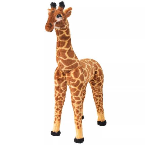 Stående tøjdyr giraf plysstof XXL brun og gul