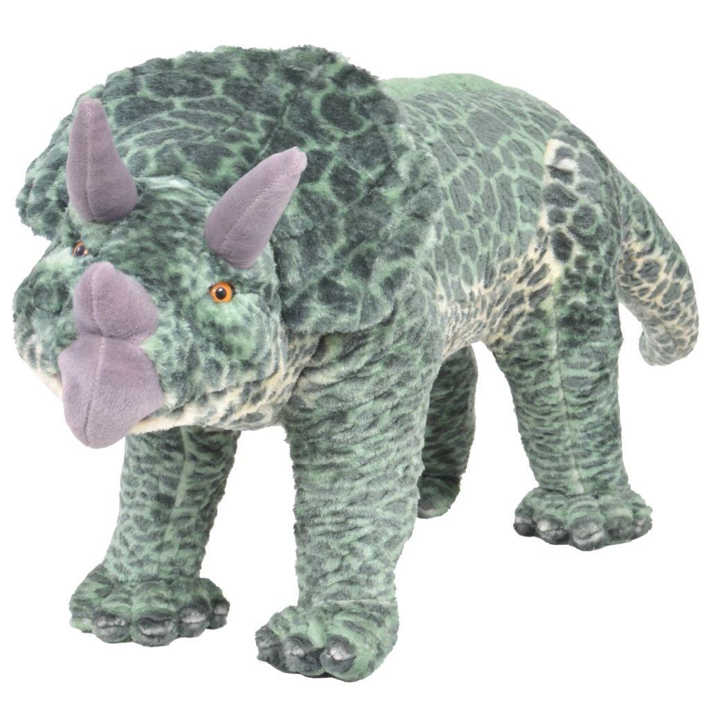 Stående tøjdyr triceratops plysstof XXL grøn