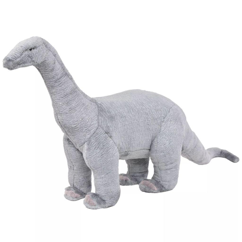 Stående tøjdyr brachiosaurus plysstof XXL grå