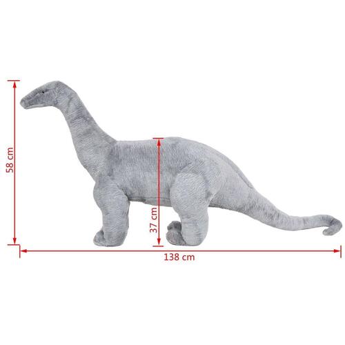Stående tøjdyr brachiosaurus plysstof XXL grå