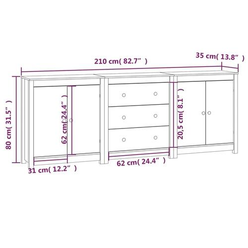 Skænk 210x35x80 cm massivt fyrretræ