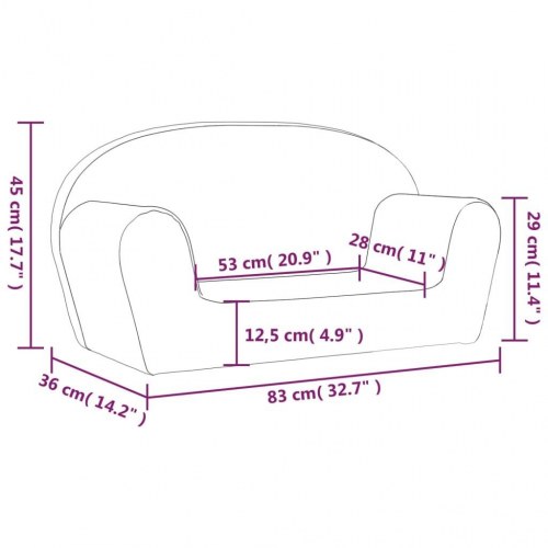 2-personers sofa til børn blødt plys pink