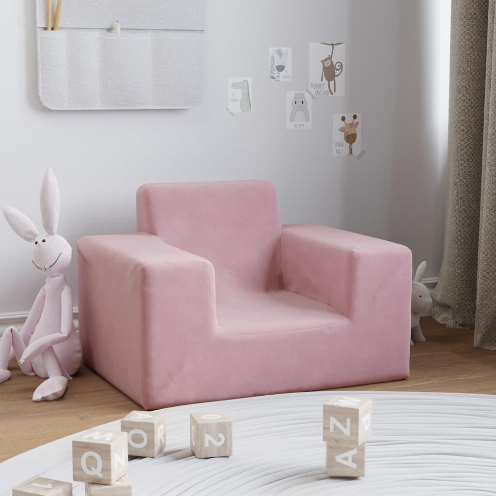 Sofa til børn blødt plys pink