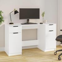 Skrivebord med sideskab konstrueret træ hvid