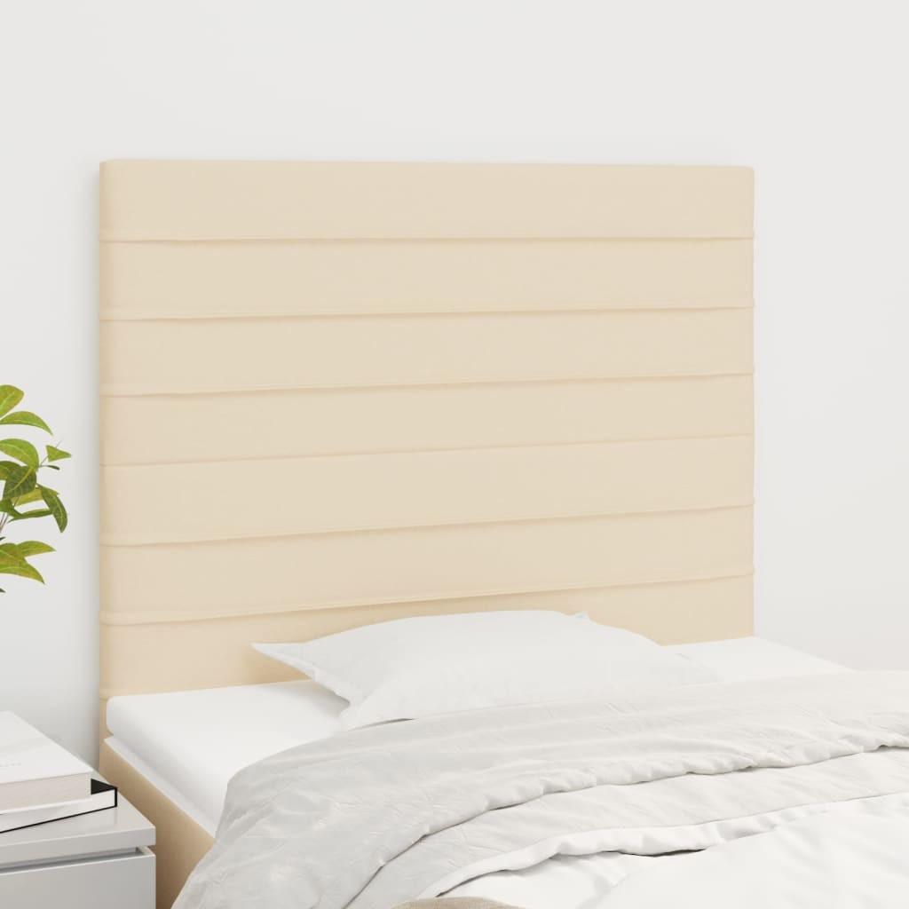 Sengegavle 80X5X78/88 Cm Stof Farvet Creme - Høj / 80 cm