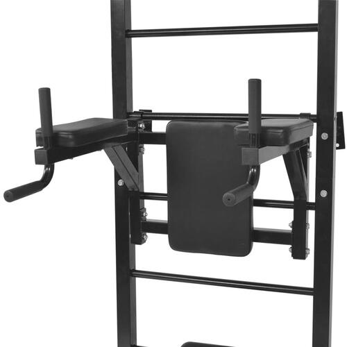Vægmonteret multifunktionel fitness-styrketårn sort