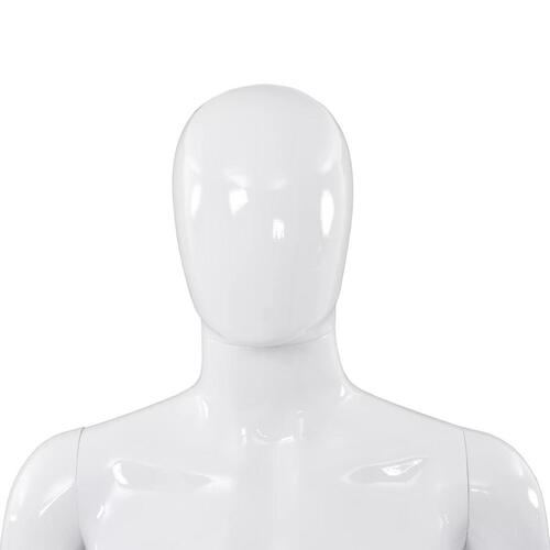 Mannequin mand fuld figur glassokkel hvid højglans 185 cm