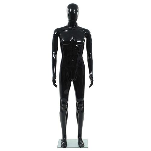 Mandemannequin fuld figur glassokkel sort højglans 185 cm