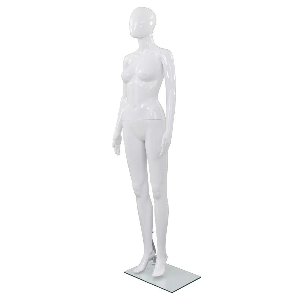 Mannequin kvinde fuld figur glassokkel hvid højglans 175 cm