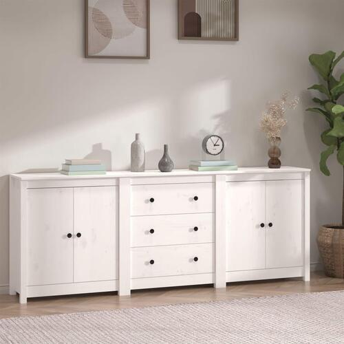 Skænk 210x35x80 cm massivt fyrretræ hvid