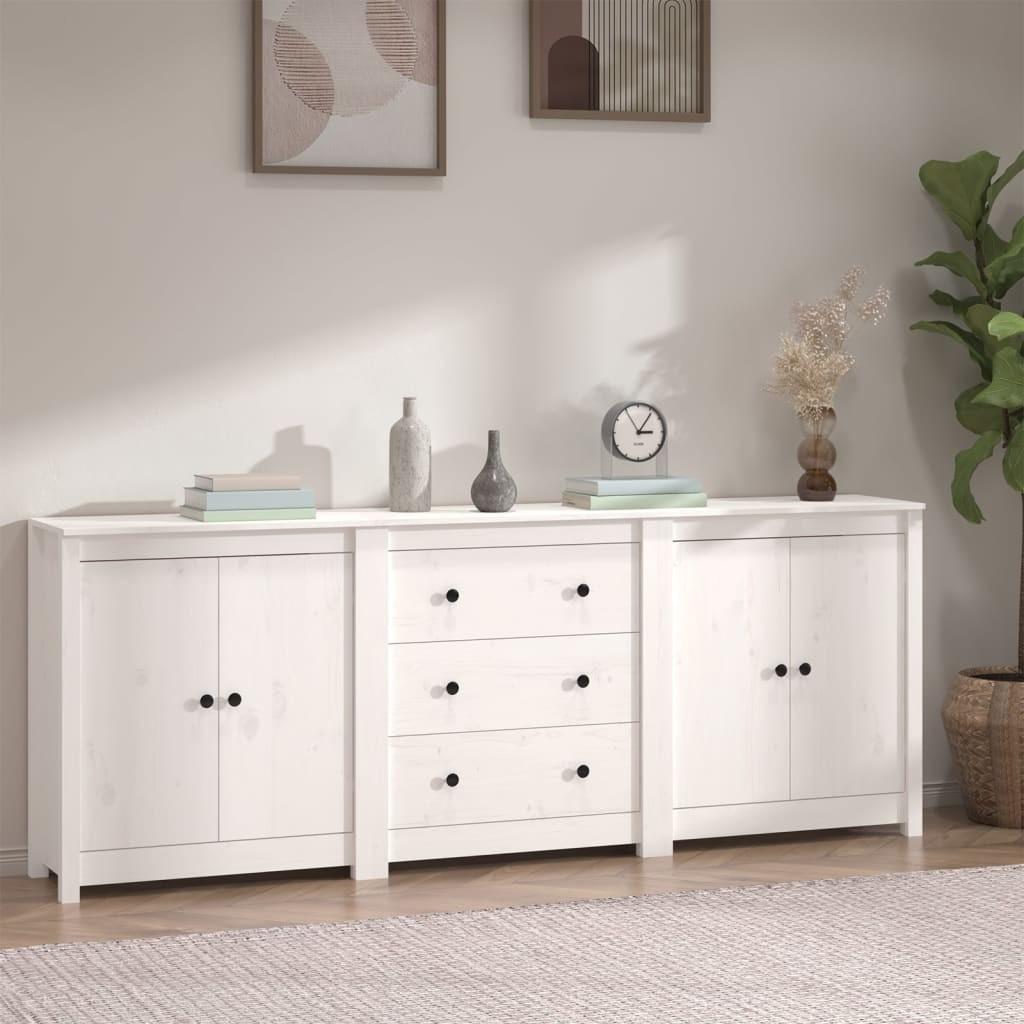 Skænk 210x35x80 cm massivt fyrretræ hvid