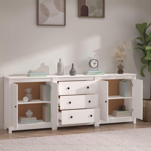 Skænk 210x35x80 cm massivt fyrretræ hvid