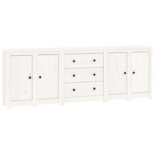 Skænk 230x35x80 cm massivt fyrretræ hvid