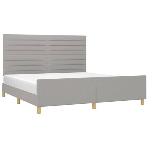 Sengeramme uden madras 180×200 cm - stof, lysegrå med justerbar sengegavl