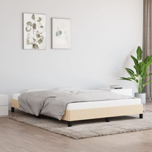 Sengeramme i stof 140x190 cm - cremefarvet, inkl. lameller