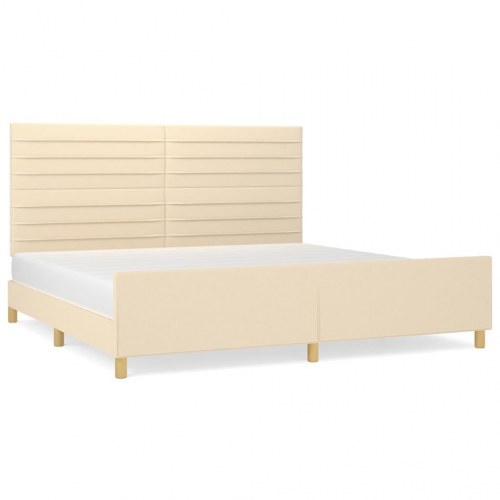 Sengeramme 200x200 cm i stof - cremefarvet med justerbar sengegavl