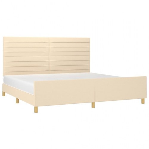 Sengeramme 200x200 cm i stof - cremefarvet med justerbar sengegavl