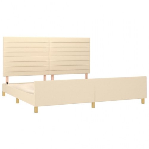 Sengeramme 200x200 cm i stof - cremefarvet med justerbar sengegavl