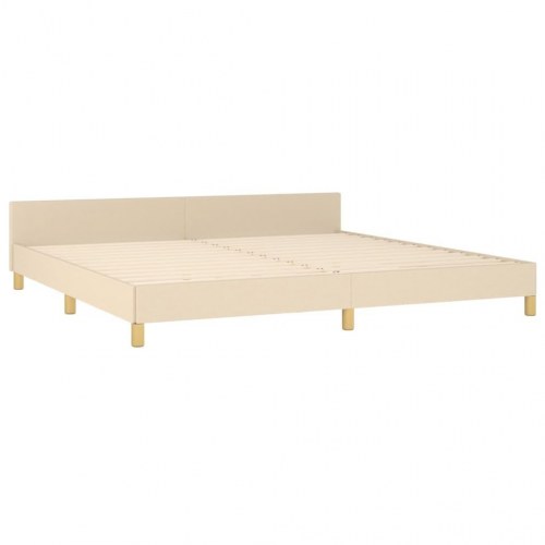 Sengeramme 200x200 cm i stof - cremefarvet med justerbar sengegavl