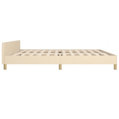 Sengeramme 200x200 cm i stof - cremefarvet med justerbar sengegavl