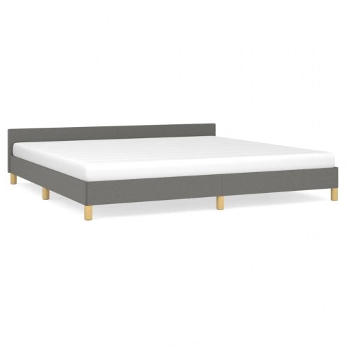 Sengeramme med gavl 200x200 cm - stof, mørkegrå