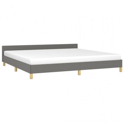 Sengeramme med gavl 200x200 cm - stof, mørkegrå