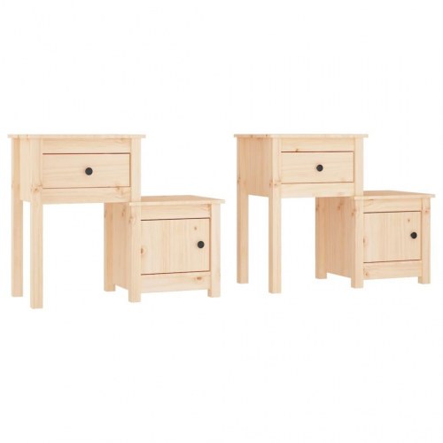 Sengeborde 2 stk. 79,5x38x65,5 cm massivt fyrretræ