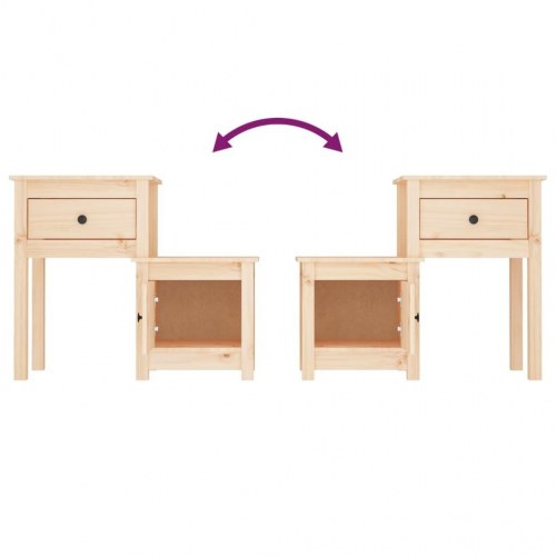 Sengeborde 2 stk. 79,5x38x65,5 cm massivt fyrretræ