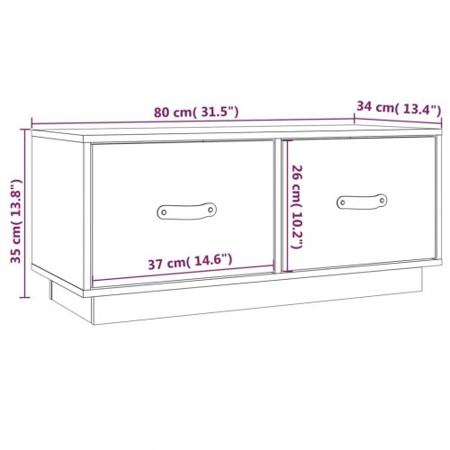 Tv-bord 80x34x35 cm massivt fyrretræ hvid