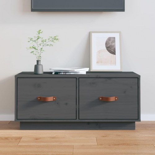 Tv-bord i massivt fyrretræ - 80×34×35 cm, grå