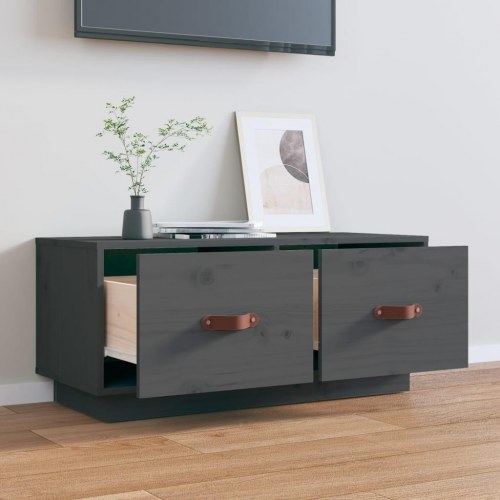 Tv-bord i massivt fyrretræ - 80×34×35 cm, grå