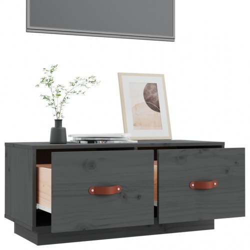 Tv-bord i massivt fyrretræ - 80×34×35 cm, grå