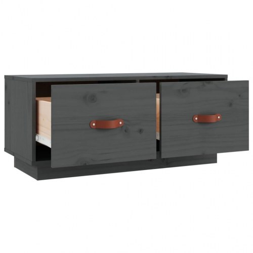 Tv-bord i massivt fyrretræ - 80×34×35 cm, grå
