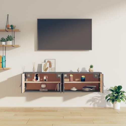 Vægskabe 2 stk. 60×30×30 cm i massivt fyrretræ - grå