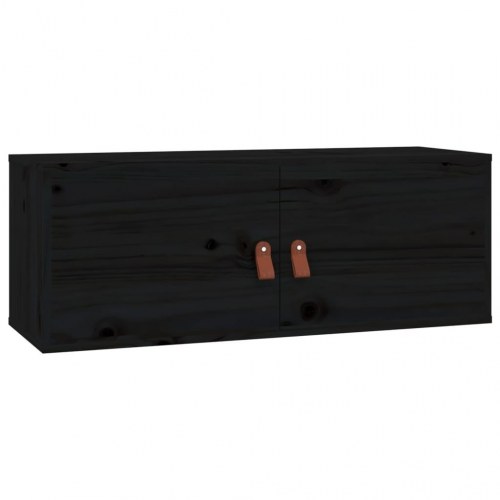 Vægskab 80x30x30 cm massivt fyrretræ sort