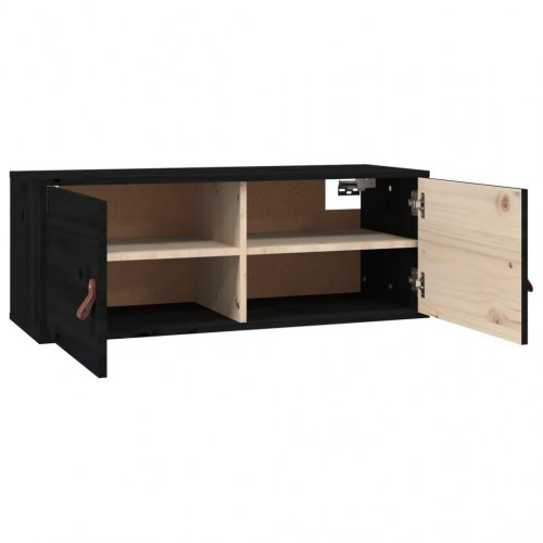 Vægskab 80x30x30 cm massivt fyrretræ sort