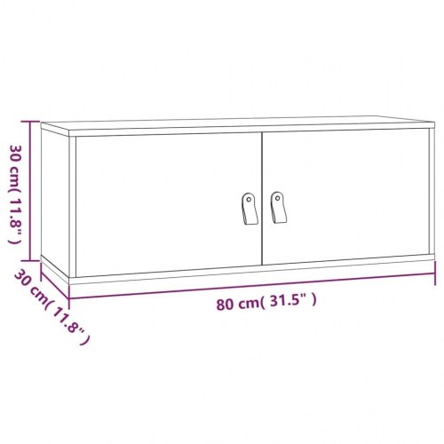 Vægskab 80x30x30 cm massivt fyrretræ sort