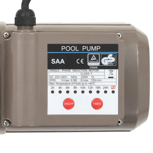 Poolpumpe med timer 0,25 HK 8000 l/t. sort