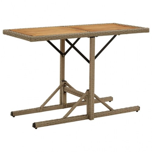 Havebord i massivt akacietræ og polyrattan - beige, 110 × 53 cm